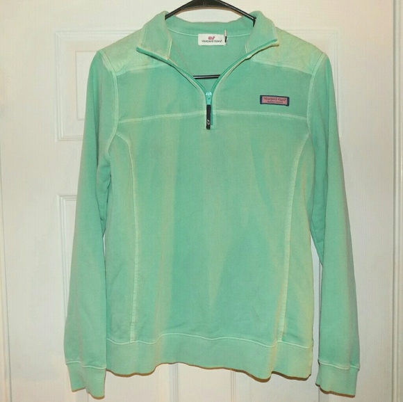 green quarter zip pullover